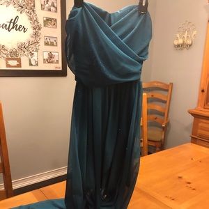 Speechless Sparkly Teal Strapless High-Low Dress